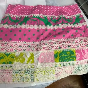 Pink Green Patchwork Skirt Lace Lilly Pulitzer 16 white label fancie Nancie